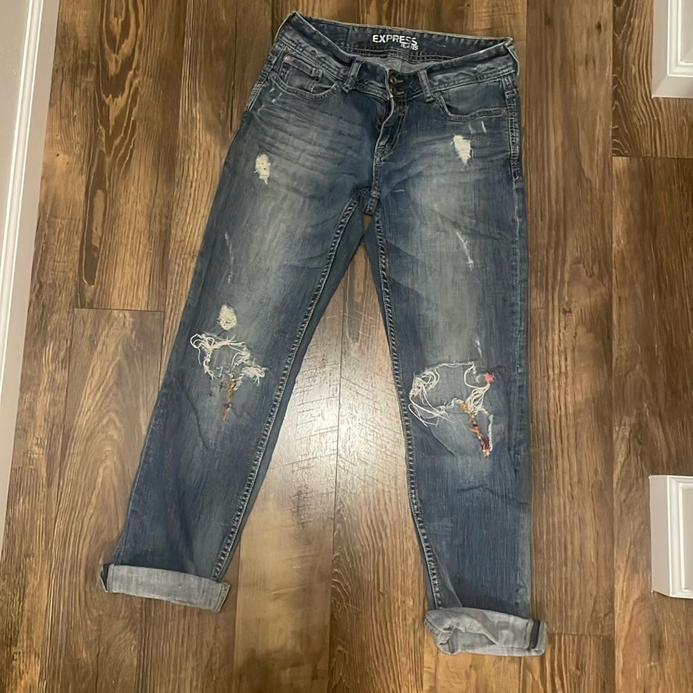 Express Boyfriend Jeans - hand embroidered
